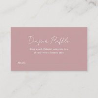 Simple Dusty Rose Pink Baby Shower Diaper Raffle