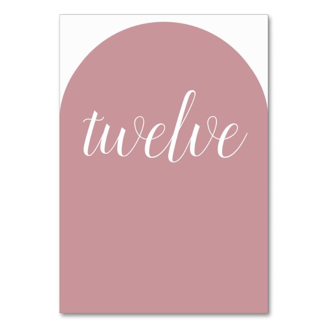 Simple Dusty Rose Rounded Table Number (Front)