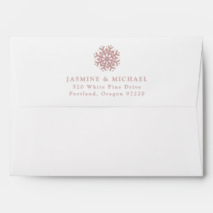 Simple Dusty Rose Snowflake Wedding Return Address Envelope