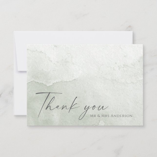 Simple Dusty Sage Watercolor Thank You Card (Front)