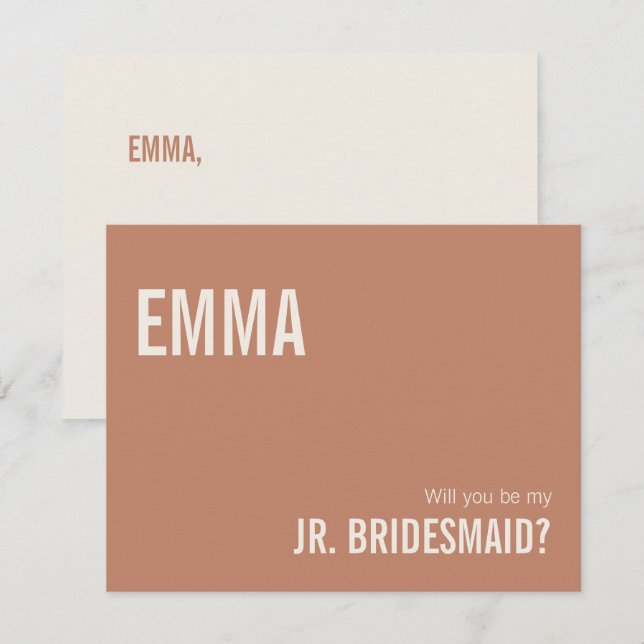 Simple Dusty Terracotta Junior Bridesmaid Proposal Card (Front/Back)