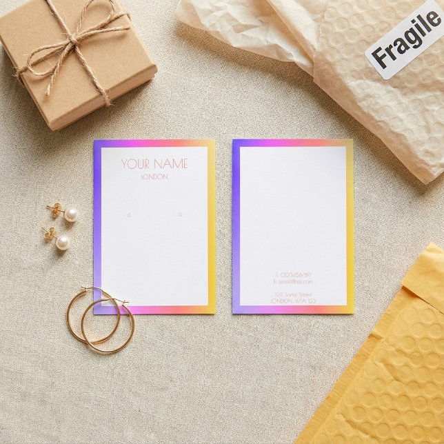 Simple earring display card with colourful border (Simple earring display card with colorful border.)