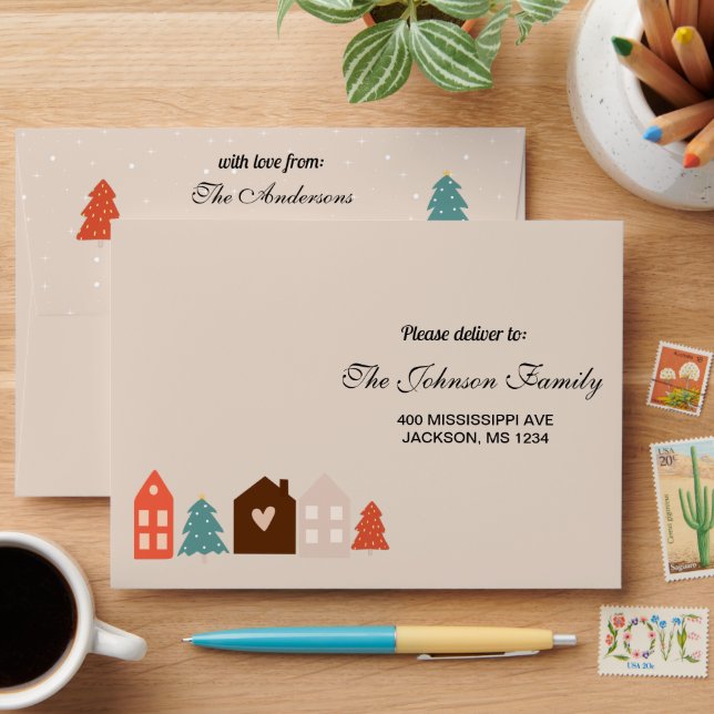 Simple Earth Tone Merry Christmas  Envelope (Desk)