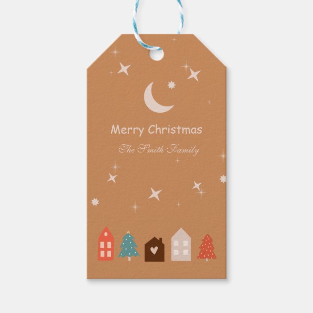 Simple Earth Tone Merry Christmas  Gift Tag (Front)