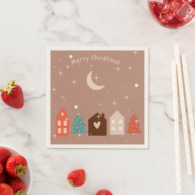 Simple Earth Tone Merry Christmas  Napkin (Insitu)