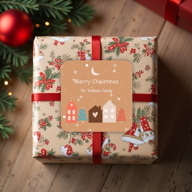 Simple Earth Tone Merry Christmas  Square Sticker (Creator Uploaded)