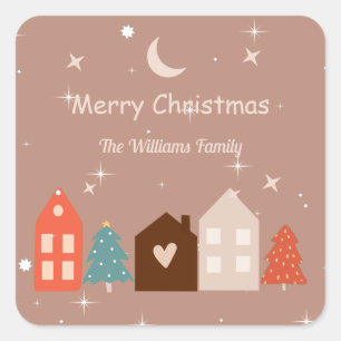 Simple Earth Tone Merry Christmas Square Sticker
