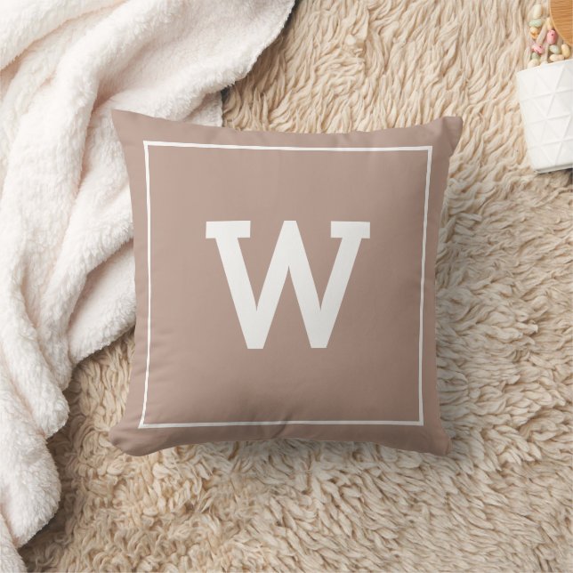 Simple Earthy Beige Toned Initial Monogram Cushion (Blanket)
