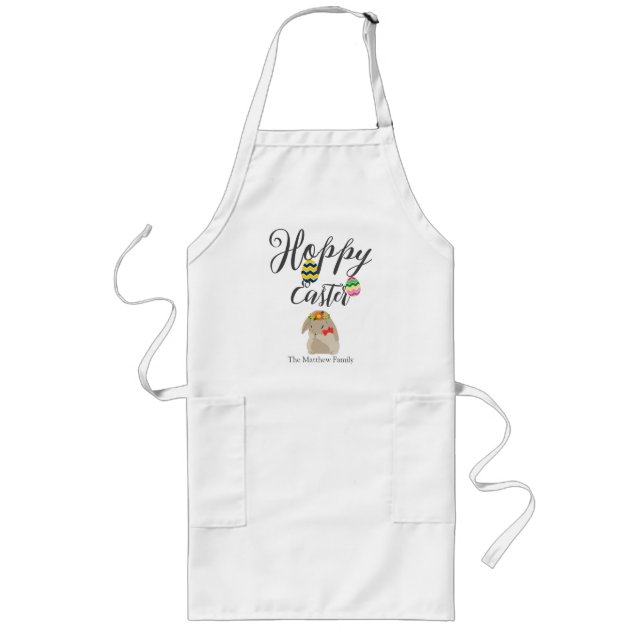simple easter bunny Happy Easter family  Long Apron (Front)