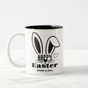 simple easter bunny simple cute family custom Two-Tone coffee mug