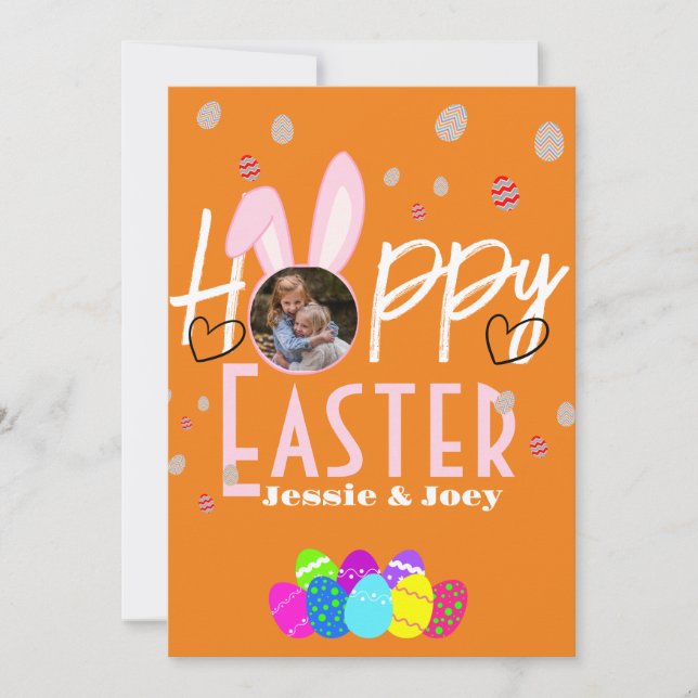 simple easter bunny simple for cute kids photo holiday card (Front)