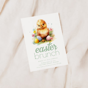 Simple Easter Dinner Invite Template with Chick