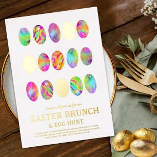 Simple Easter Egg Hunt Brunch Watercolor Gold