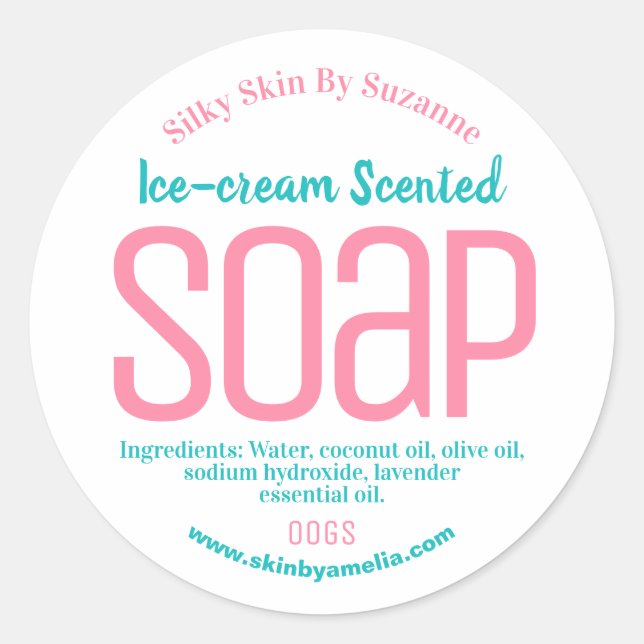 Simple Easy Blue And Pink On White Soap Labels (Front)
