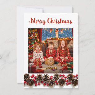 Simple Easy Customizable Family Photo Christmas Holiday Card