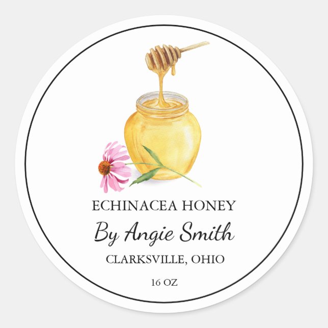 Simple Echinacea Infused Honey Label (Front)