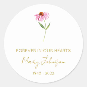 Simple Echinacea Memorial Classic Round Sticker