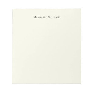 Simple Ecru Ivory White Cream Paper Personalised Notepad