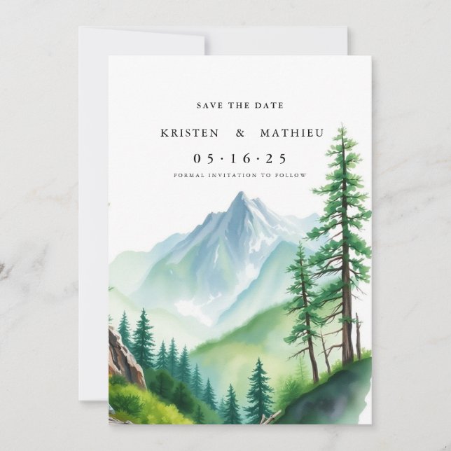 Simple Editable Mountain Save The Date (Front)