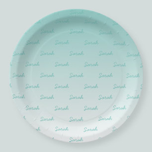 Simple Editable Name   Editable Any Colour Ombre Paper Plate