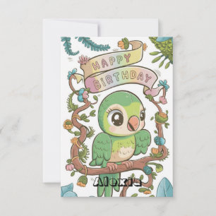 Simple Editable Parrot Digital Birthday Card