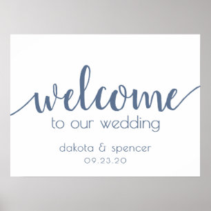 Simple Editable Welcome Dusty Blue Any Event Poster