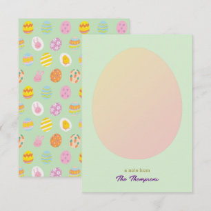 Simple Egg & Easter Painted Eggs Pattern Green Thank You Card