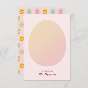 Simple Egg & Easter Painted Eggs Pattern Soft Pink Thank You Card