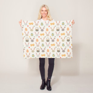 Simple Eggs and Bunnies Easter   Fleece Blanket