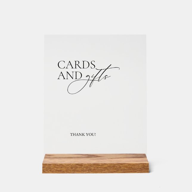 Simple Eleagnt Wedding Cards & Gifts Acrylic Sign (Front)