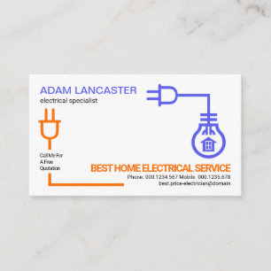 Simple Electric Circuit Wiring Electrician Service Business Card