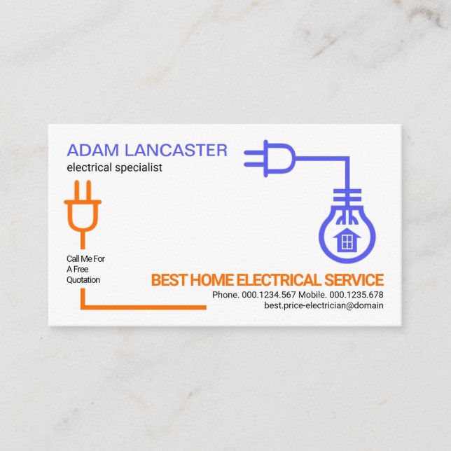 Simple Electric Circuit Wiring Electrician Service Business Card (Front)