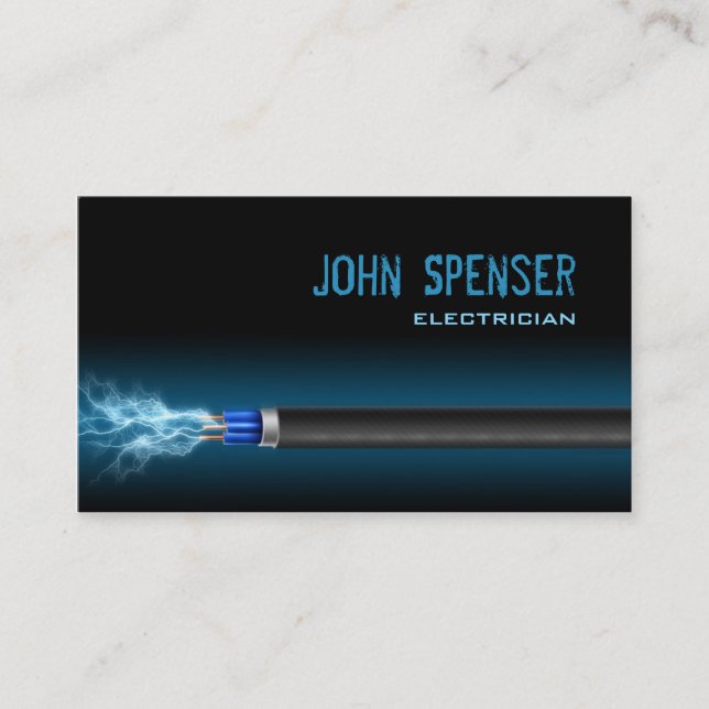 Simple Electric Wire Electrician Business Card (Front)
