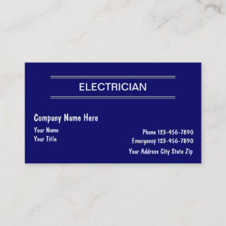 Simple Electrician Business Cards