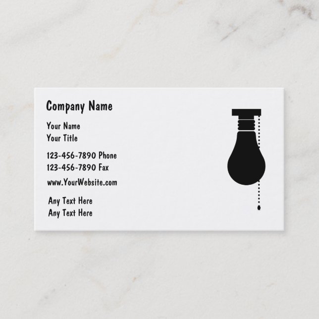 Simple Electrician Business Cards (Front)