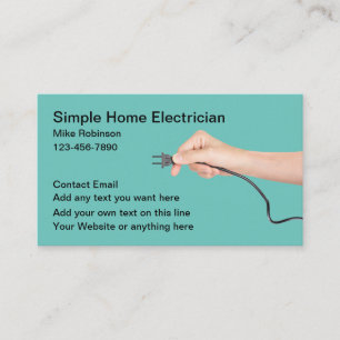 Simple Electrician Electrical Cord Business Cards