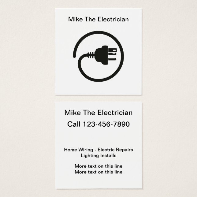 Simple Electrician Logo Template Business Cards (Front & Back)