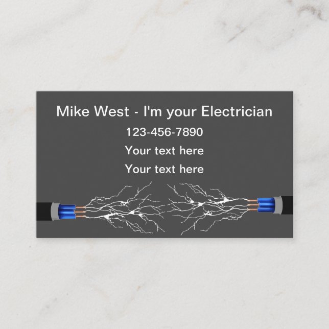 Simple Electrician Services Business Card (Front)