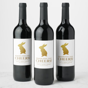 Simple Elegan Easter Bunny Personalised Wine Label