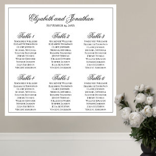 Simple Elegance 6 Table Wedding Seating Chart