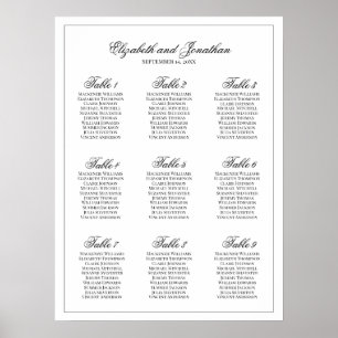 Simple Elegance 9 Table Wedding Seating Chart
