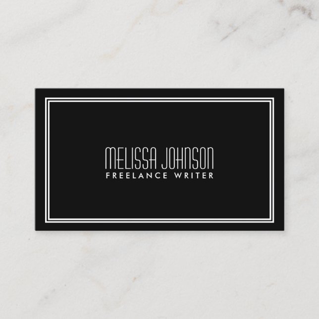 Simple Elegance Art Deco Style Black/White Business Card (Front)