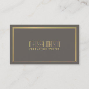Simple Elegance Art Deco Style Grey/Faux Gold Business Card