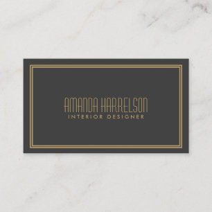 Simple Elegance Art Deco Style Grey/Gold Business Card