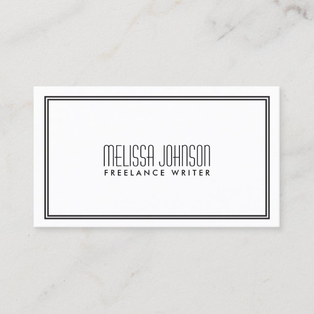 Simple Elegance Art Deco Style White/Black Business Card (Front)