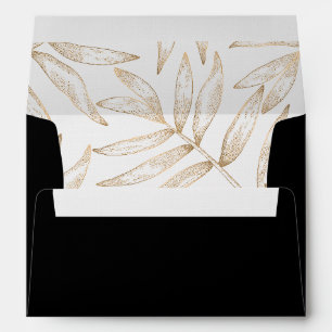 Simple Elegance Black and Gold Tropical Envelope