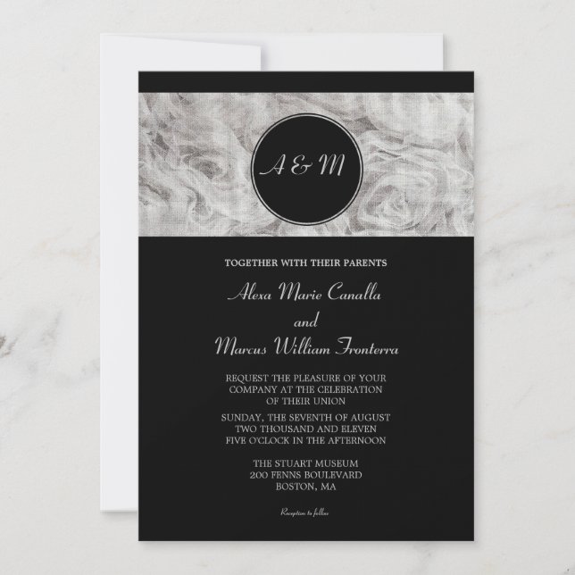 Simple Elegance Black and White Wedding Invitation (Front)