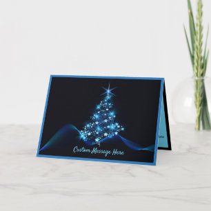Simple Elegance Black & Blue Christmas Tree Lights Card