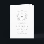 Simple elegance botanical crest monogram wedding Programme<br><div class="desc">Monogrammed initials framed by elegant crest and hand illustrated botanical leaves,  your event details in elegant script and classic font,  simple and luxury.  Great black and white programs for modern classic wedding,  simple formal wedding,  elegant botanical garden wedding. 
See all the matching pieces in the collection.</div>