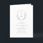 Simple elegance botanical crest monogram wedding Programme<br><div class="desc">Monogrammed initials framed by elegant crest and hand illustrated botanical leaves,  your event details in elegant script and classic font,  simple and luxury.  Great black and white programs for modern classic wedding,  simple formal wedding,  elegant botanical garden wedding. 
See all the matching pieces in the collection.</div>